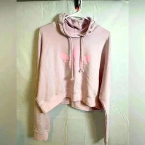 NWT- Adidas Pink Crop Hoodie Top ( size Large)